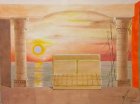 \"Sunset on the sea\" (sketch for wall painting), 30x40 cm, paper, acrylic, 2007.